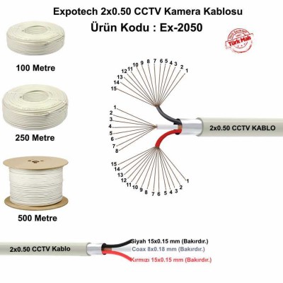 Ex-2050 Derin Expotech 2x0.50 CCTV Kablo Kamera Kablolu
