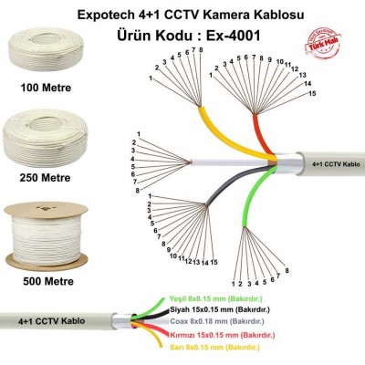 Ex-4001 Derin Expotech 4+1 CCTV Kamera Kablosu Kaliteli