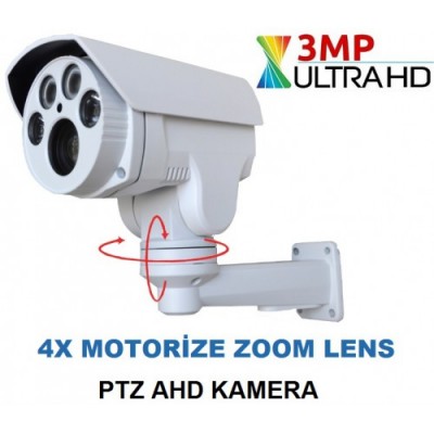 3 MP AHD UltraHD 1080P Derin 4X Motorize Zoom PTZ Kamera
