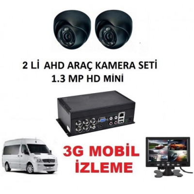 2 KAMERALI 1.3MP AHD Derin Oto Servis Araç Kamera Sistemi