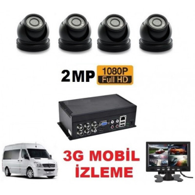 2MP 4'LÜ AHD Okul Servis Derin Oto Araç Kamera Sistemi