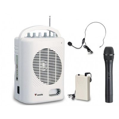 WAP-222 Westa 50 Watt Yaka - El - Headset Tipi Telsiz Mikrofonlu Taşınabilir Şarjlı Akülü Hoparlör